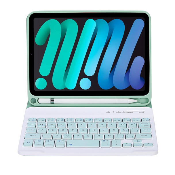 C06B Ultra-thin Candy Colors Bluetooth Keyboard Tablet Case for iPad mini 6, with Stand & Pen Slot (Green)