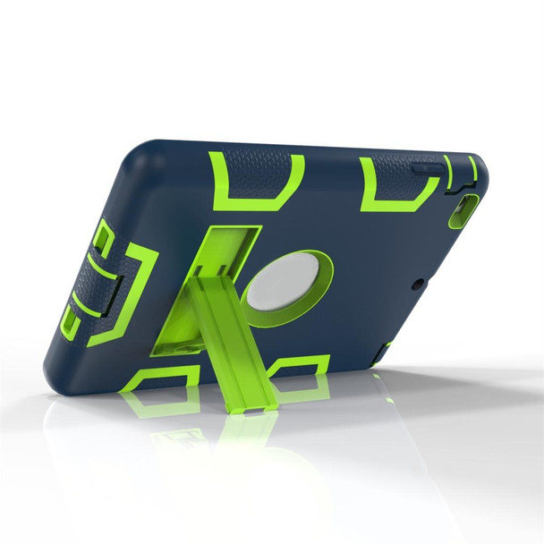 iPad Mini 3 / 2 / 1 Shockproof PC + Silicone Protective Casewith Holder(Navy Blue Yellow Green)