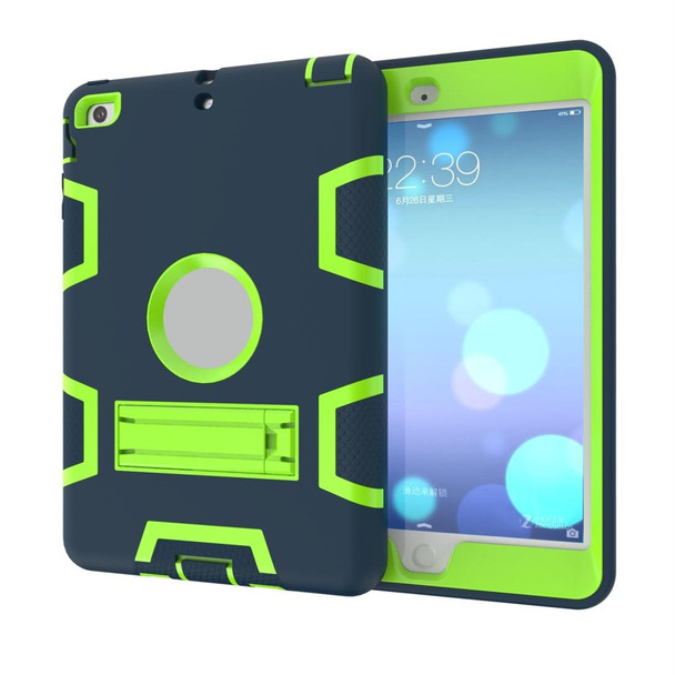 iPad Mini 3 / 2 / 1 Shockproof PC + Silicone Protective Casewith Holder(Navy Blue Yellow Green)