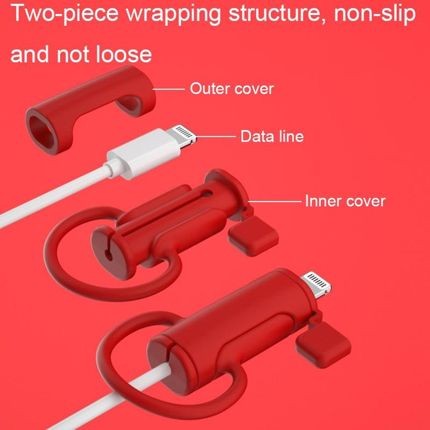 3 PCS Soft Washable Data Cable Silicone Case - Apple, Spec: Lightning (Pink)