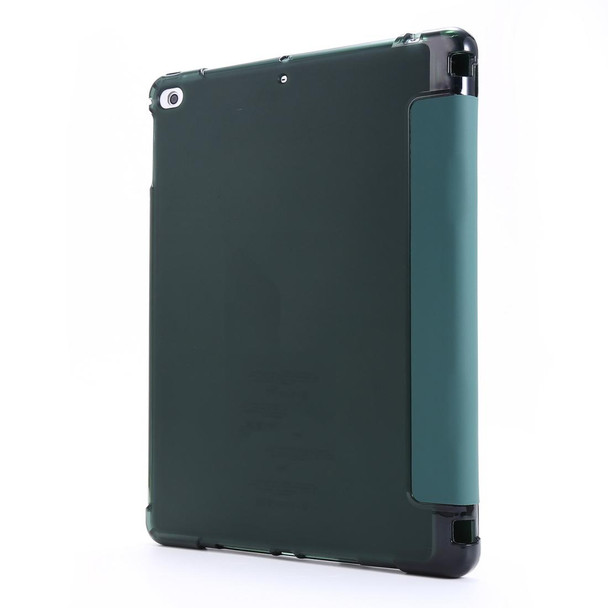 iPad 9.7 (2018) & (2017) Airbag Horizontal Flip Leather Case with Three-fold Holder & Pen Holder(Dark Green)