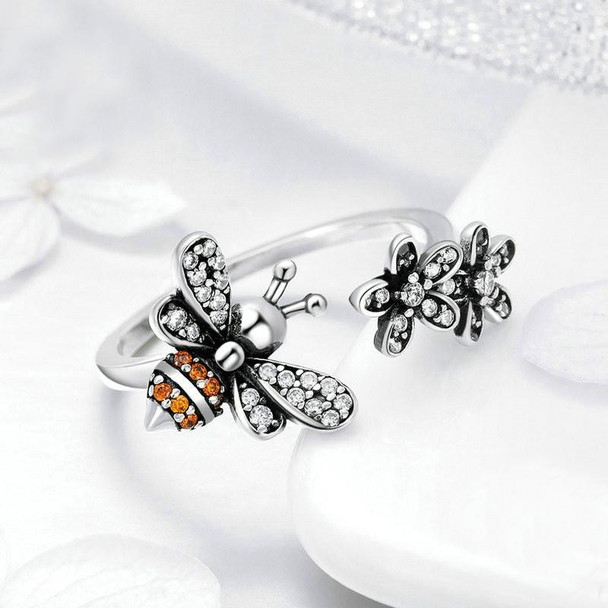 Bee Story Inlaid Zircon S925 Sterling Silver Ring