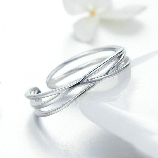 S925 Sterling Silver Platinum Plated Ring Simple Fashion Open Ring