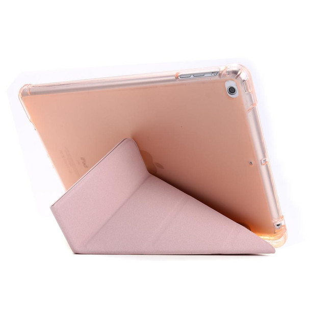 iPad 9.7 (2018) & (2017) Airbag Deformation Horizontal Flip Leather Case with Holder & Pen Holder(Pink)