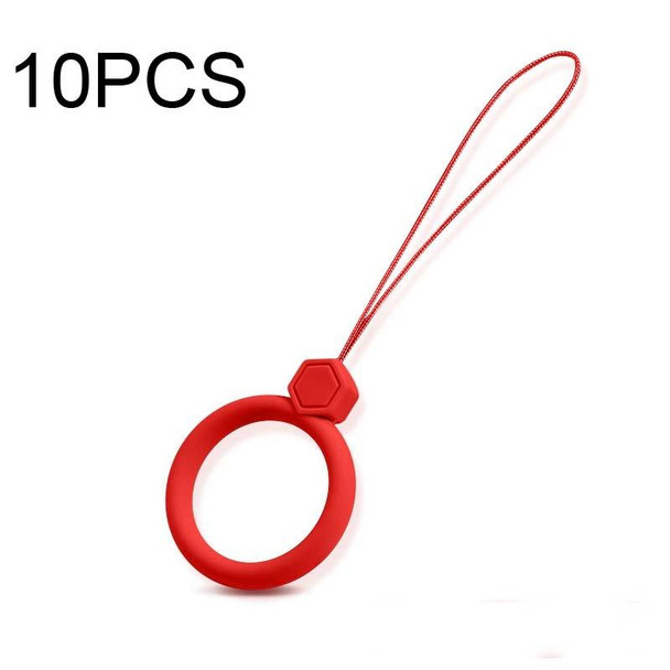 10 PCS Silicone Ring Mobile Phone Lanyard Water Bottle Anti-fall Pendant(Vitality Red)