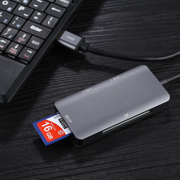 5 In 1 Dual USB 3.0 + CF + TF + SD Multi-function USB 3.0 Card Reader