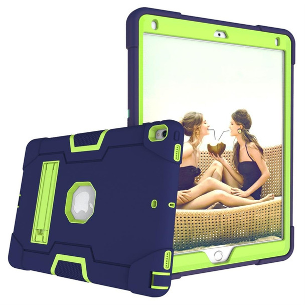 iPad 10.5 Contrast Color Silicone + PC Combination Case with Holder(Navy Blue +Olivine)