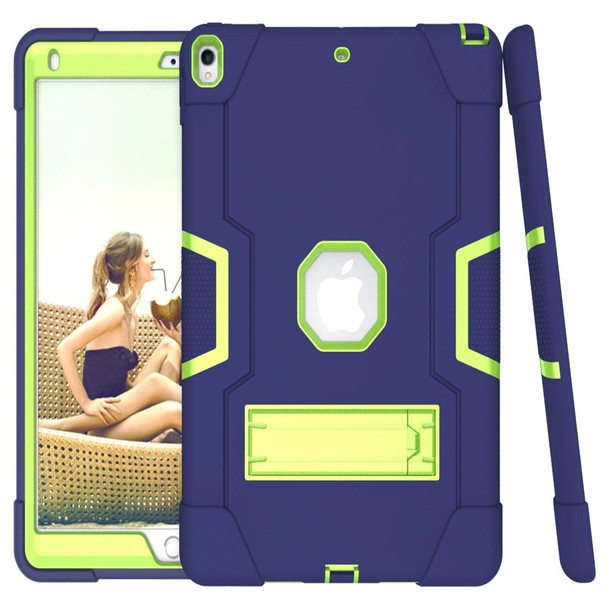 iPad 10.5 Contrast Color Silicone + PC Combination Case with Holder(Navy Blue +Olivine)