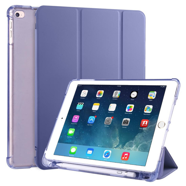 iPad Air / Air 2 / 9.7 (2017) & (2018) 3-folding Horizontal Flip PU Leather + Shockproof TPU Case with Holder & Pen Slot(Lavender Purple)