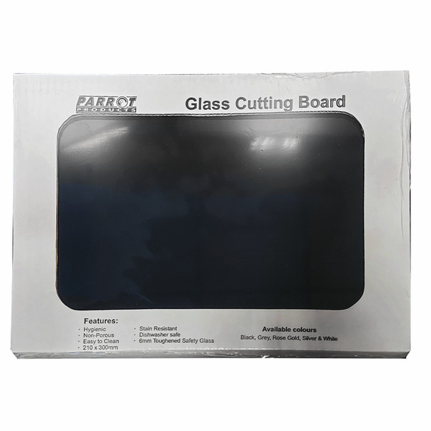 CUTTING BOARD GLASS 210 X 300MM BLACK