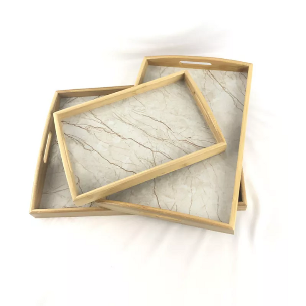 Marble Bamboo Serving Tray