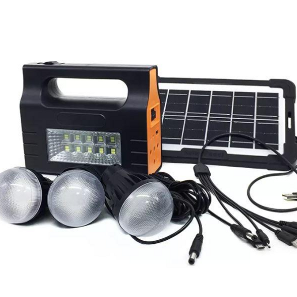 Multifunctional Solar Home Lighting System With 3 Led Bulbs