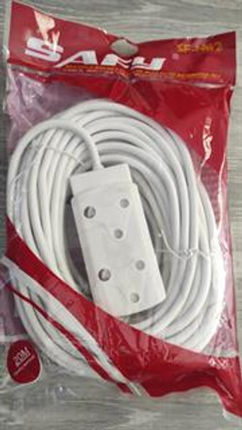 Noble Safy 20m Multi Plug Coupler Extension Cord Lead With Dual 3 Pin Sockets-16A Rated Plugs 250V, Power Up 2 Appliances At Once, Suitable For Home Use, Colour White, Sold as a Single unit, 3 Months Warranty