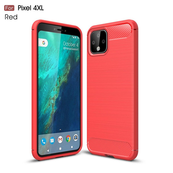 Brushed Texture Carbon Fiber TPU Case for Google Pixel 4XL(Red)