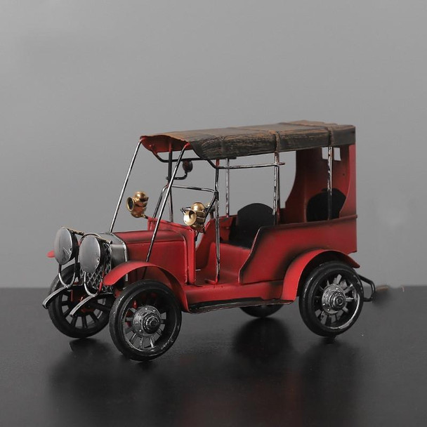 Vintage Wrought Iron Metal Classic Car Model Decoration(Red)