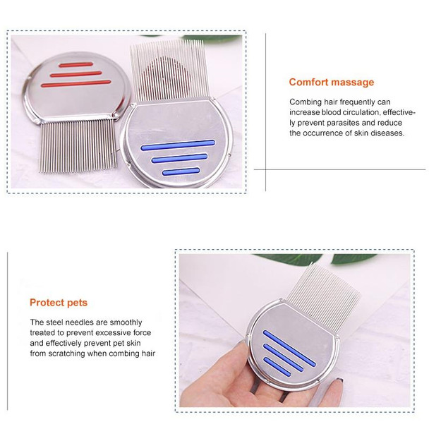 Pet Comb Dog Flea Cleaning Comb Stainless Steel Threaded Needle Comb Removal Beauty Products(Blue)