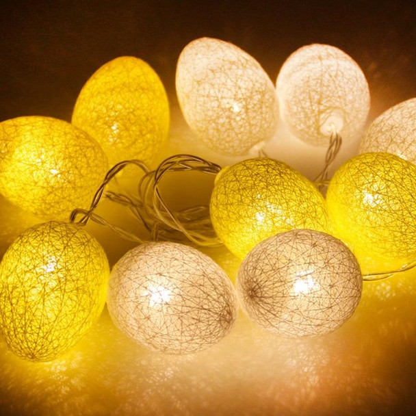 Battery Powered 4.8m 30 LEDs Cotton Thread Colour Egg Lamp String Easter Holiday Party Household Decorative Light(Yellow)