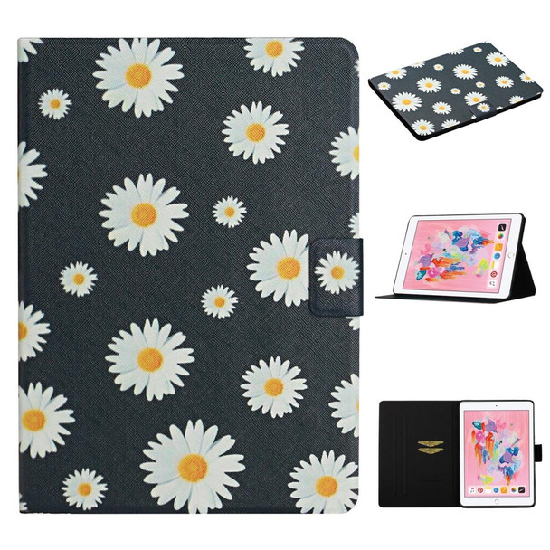 iPad 10.2 Flower Pattern Horizontal Flip Leather Case with Card Slots & Holder(Small Daisies)