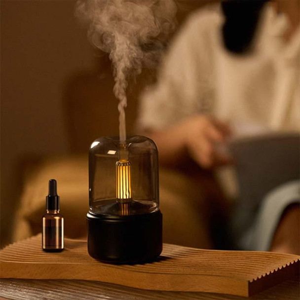 120ML Simulated Candlelight Aroma Diffuser USB Home Atmosphere Night Light Humidifier(Beige)