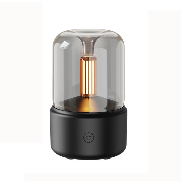 120ML Simulated Candlelight Aroma Diffuser USB Home Atmosphere Night Light Humidifier(Black)
