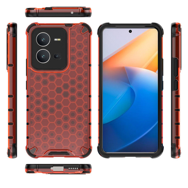 vivo V25 5G / X80 Lite 5G Honeycomb Phone Case(Red)