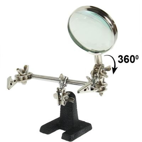 Helping Hand Magnifier, Hand Soldering Iron Stand Helping 2x Optical Magnifying Solder Tool(Silver)