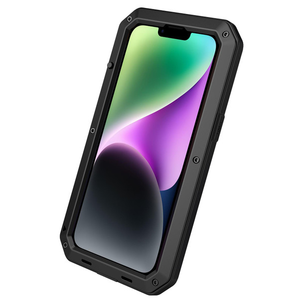 iPhone 14 Plus Shockproof Waterproof Silicone + Zinc Alloy Case (Black)