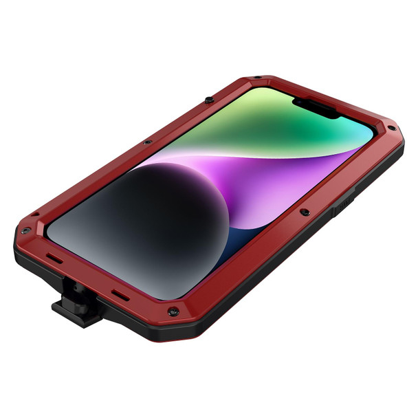 iPhone 14 Shockproof Waterproof Silicone + Zinc Alloy Case (Red)