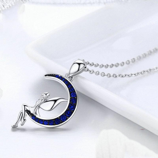 Dark Night Fairy S925 Sterling Silver Necklace With White Gold Plated and Zircon