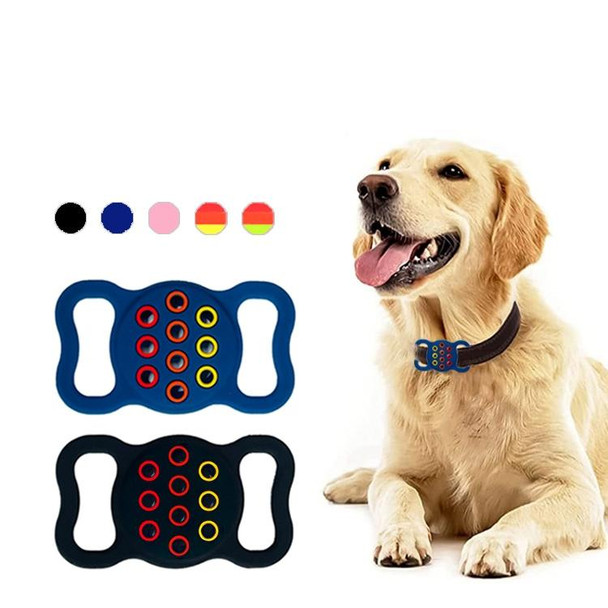 2  PCS Contrast Color Perforated Pet Collar Silicone Cover for AirTag(Dark Green)