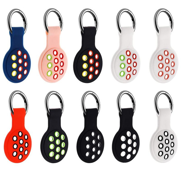 2 PCS  Contrast Color Perforated Silicone Case for AirTag Tracker(Green Colorful 17)