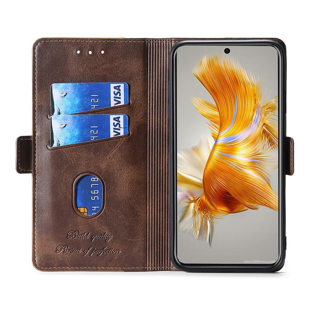 ZTE Blade A72 5G Contrast Color Side Buckle Leather Phone Case(Dark Brown + Gold)