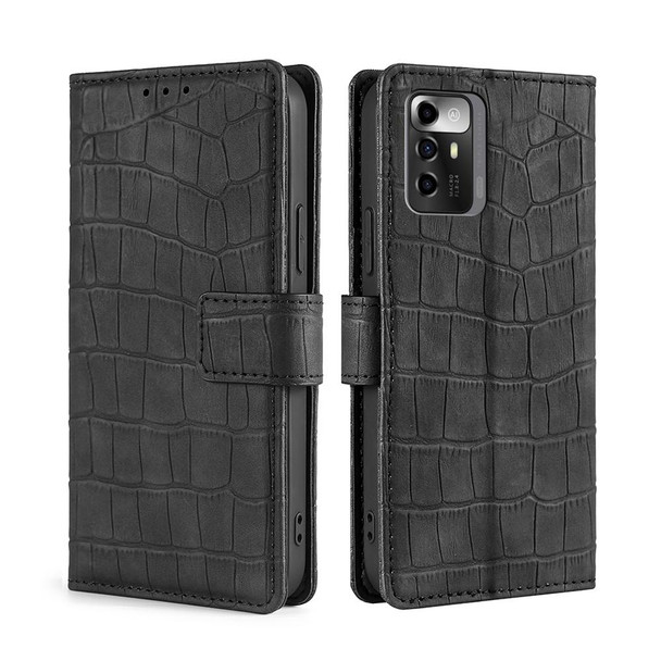 ZTE Blade A72 5G Skin Feel Crocodile Magnetic Clasp Leather Phone Case(Black)