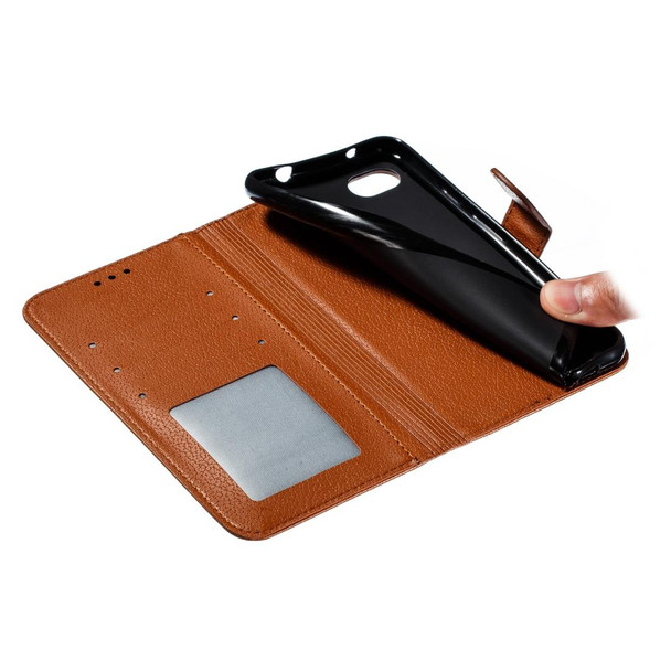 Feather Pattern Litchi Texture Horizontal Flip Leatherette Case with Wallet & Holder & Card Slots - Google Pixel 3a XL(Brown)