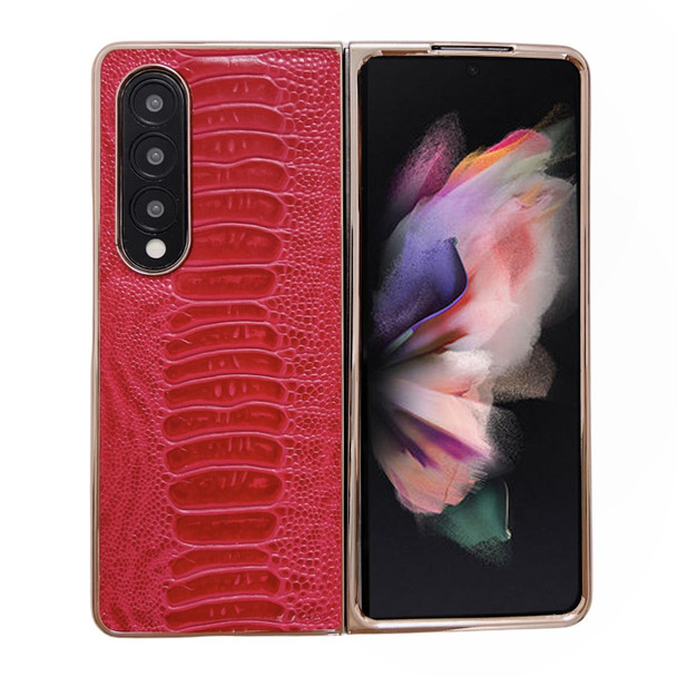 Samsung Galaxy Z Fold3 5G Genuine Leather Weilai Series Nano Plating Phone Case(Red)