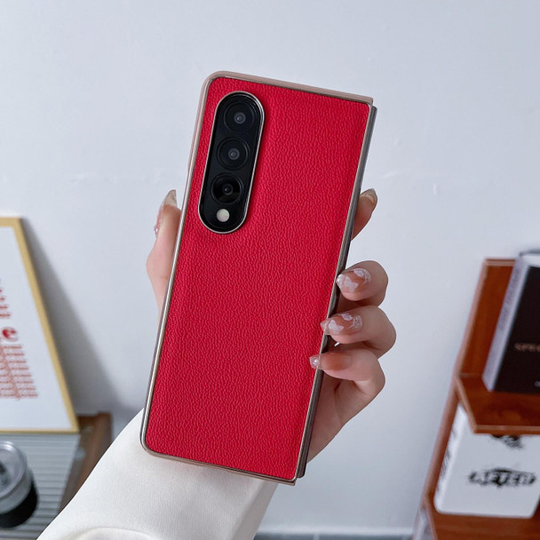 Samsung Galaxy Z Fold3 5G Genuine Leather Luolai Series Nano Plating Phone Case(Red)