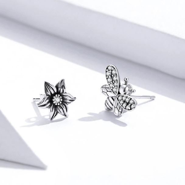 Butterfly Flower Sterling Silver Earrings Personalized Earrings Zircon Earrings