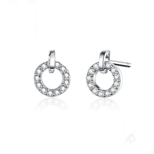 S925 Sterling Silver Small Circle Earrings Platinum Plated Zircon Silver Earrings