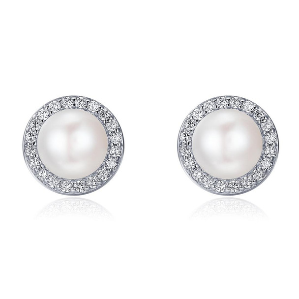 Simple Pearl Diamond Ladies Temperament Earrings S925 Sterling Silver Earrings