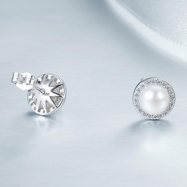 Simple Pearl Diamond Ladies Temperament Earrings S925 Sterling Silver Earrings