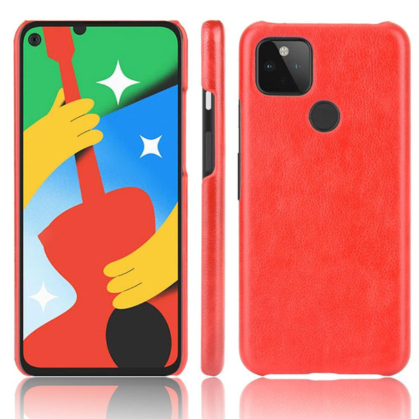 Google Pixel 5 Shockproof Litchi Texture PC + PU Case(Red)