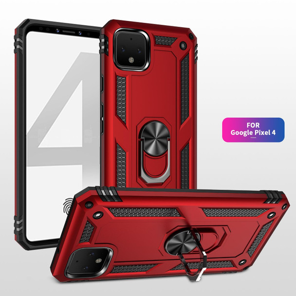 Google Pixel 4 Shockproof TPU + PC Protective Case with 360 Degree Rotating Holder(Rose Gold)