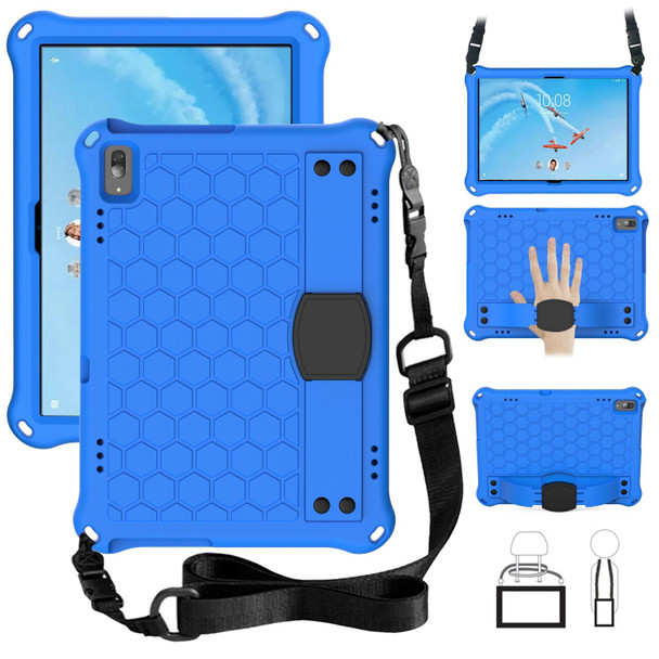 Lenovo Tab E10 TB-X104F Honeycomb Design EVA + PC Material Four Corner Anti Falling Flat Protective Shell with Strap(Blue+Black)
