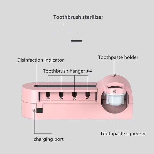 Smart Toothbrush Sterilizer UV Sterilization Electric Wall-mounted Toothbrushing Cup Rack(Pink)