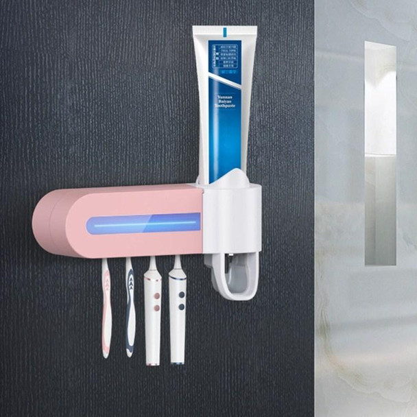 Smart Toothbrush Sterilizer UV Sterilization Electric Wall-mounted Toothbrushing Cup Rack(Pink)