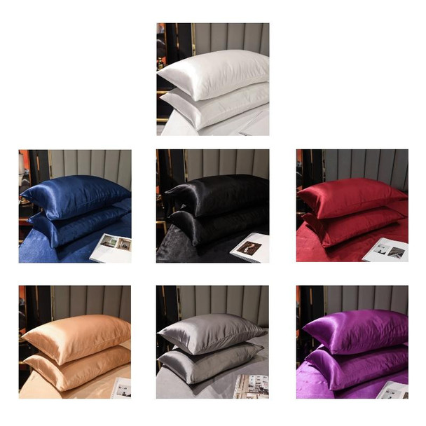 2 Pairs Ice Silk Pillowcase Home Textile Bedding, Size: 50x75cm(Black)