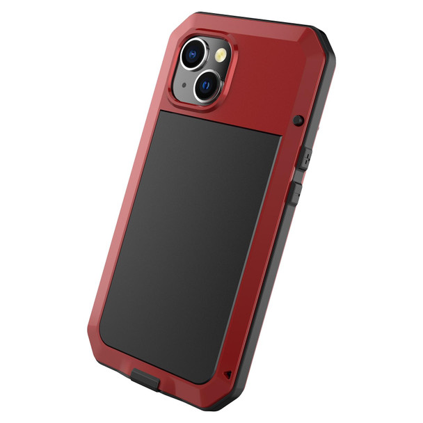 iPhone 14 Plus Shockproof Waterproof Silicone + Zinc Alloy Case (Red)