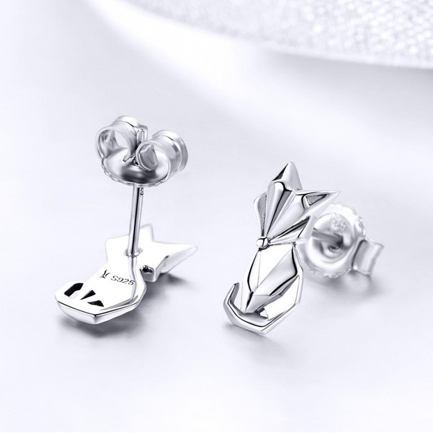 S925 Animal Earrings Jewelry Origami Fox Sterling Silver Girls Earrings