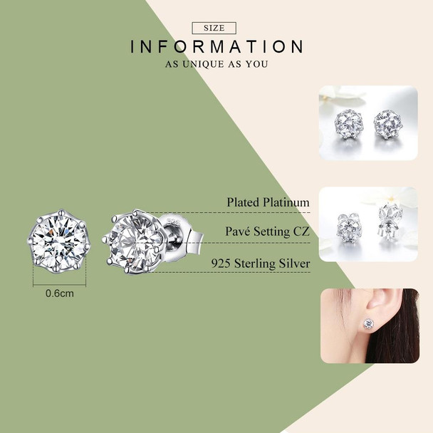 S925 Sterling Silver Stud Earrings Zircon Earrings