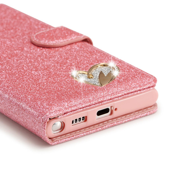 Samsung Galaxy S22+ 5G Glitter Powder Love Leather Phone Case(Rose Red)